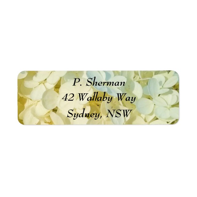 Creamy White Hydrangea Return Address Label (Front)