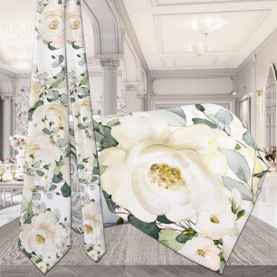 Creamy White Peony Wedding Floral Tie