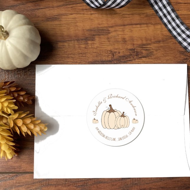 Creamy White Pumpkins Fall Wedding Envelope Seal (Creator Uploaded)