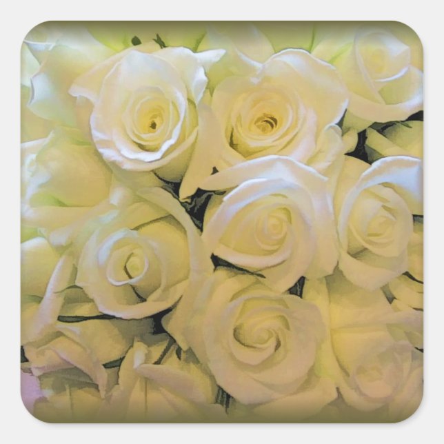 CREAMY WHITE ROSE WEDDING ENVELOPE SEAL STICKERS (Front)