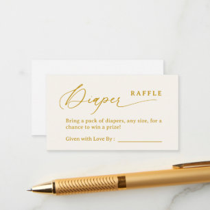 Creamy White Script Diaper Raffle Enclosure Card