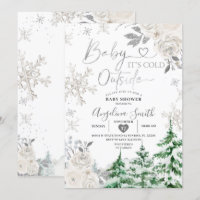 Creamy White Snowflake Floral Forest Baby Shower