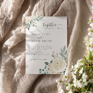 Creamy White Winter Floral Wedding Invitation