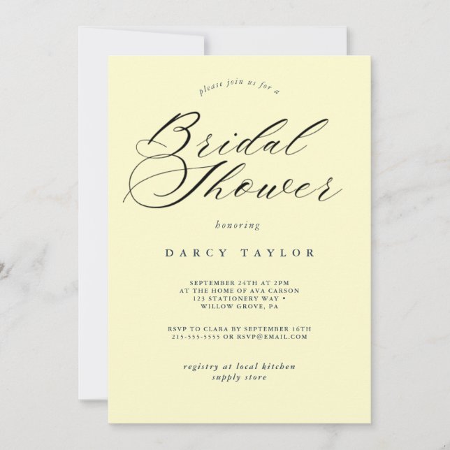 Creamy Yellow Bridal Shower Invitation (Front)