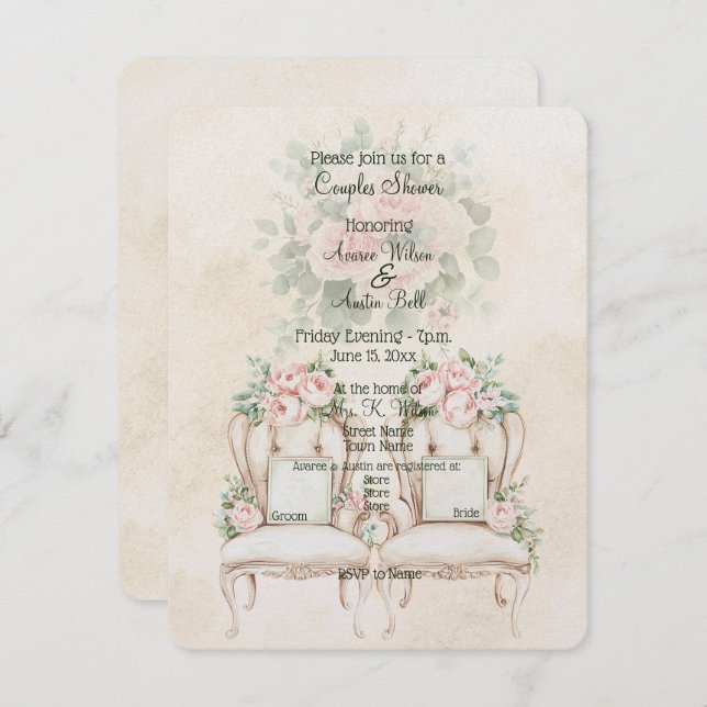 Creamy Yellow Floral Couples Shower  (Front/Back)