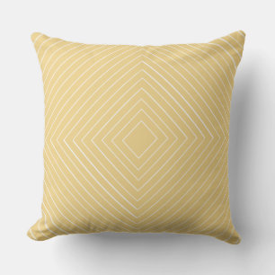 creamy yellow Nested Thin White Squares Tribal Cushion