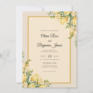 Creamy Yellow Petal Wedding Invitation