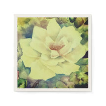 Creamy Yellow Rose Floral Table Napkins
