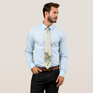 Creamy Yellow Wildflower Watercolor Floral Pattern Tie