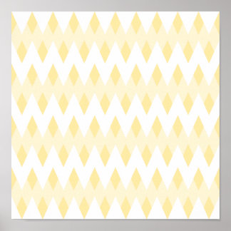 Creamy Yellow Zigzag Pattern with Diamond Shapes. Poster
