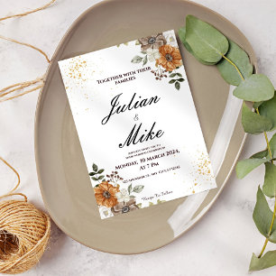 Crean and Brown Minimalist Wedding Invitations