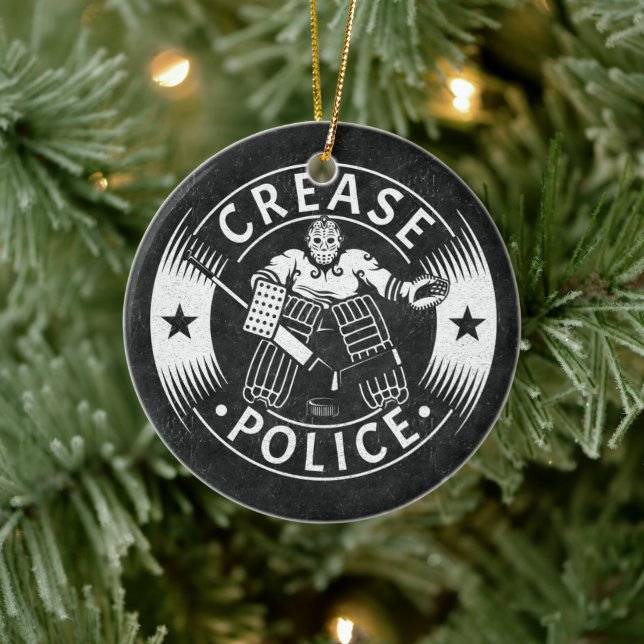Crease Police Hockey Goalie Ceramic Tree Decoration (Tree)