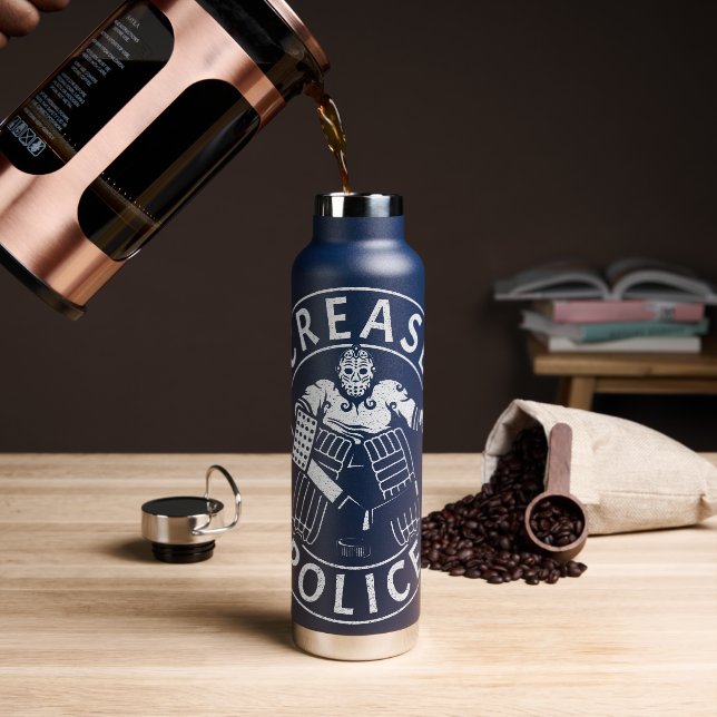 Crease Police Hockey Goalie Netminder Water Bottle (Coffee)