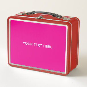 Creat Your Own Megenta Invitation Postcard Metal Lunch Box
