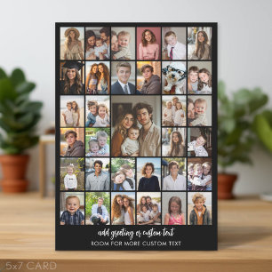 Create a 33 Photo Collage - Black with Script Text Holiday Card