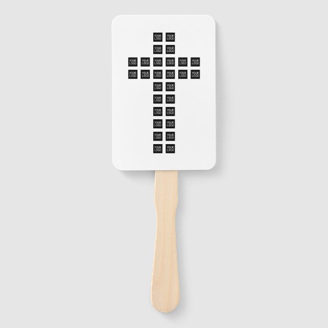 Create a Cross Pattern with any Logo or Image Hand Fan (Front)