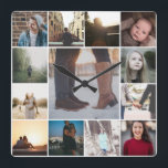 Create a Custom 13 Photo Collage Template Square Wall Clock<br><div class="desc">13 Photo and Text Template .. simply add your own photographs to this great wall clock .. easy to personalise .. customisable photo template clock from Ricaso - perfect gift-ideas</div>
