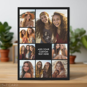 Create a Custom 8 Photo Collage - Black Holiday Card