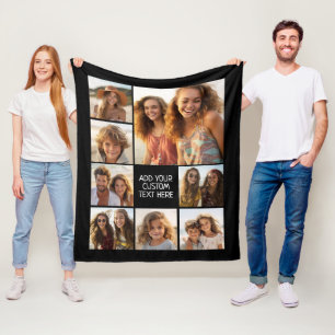 Create a Custom 8 Photo Collage CAN PICK COLOR Fleece Blanket