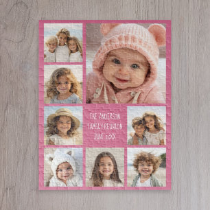 Create a Custom 8 Photo Collage CAN PICK COLOR Jigsaw Puzzle