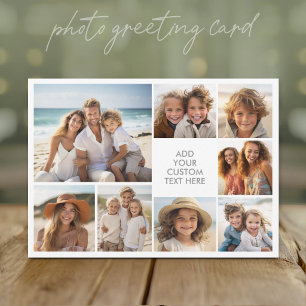 Create a Custom 8 Photo Collage with Grey Text Holiday Card