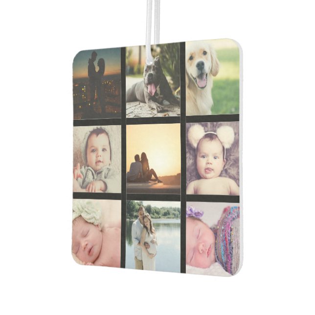 Create a Custom 9 Photo Collage Personalised Car Air Freshener (Left)