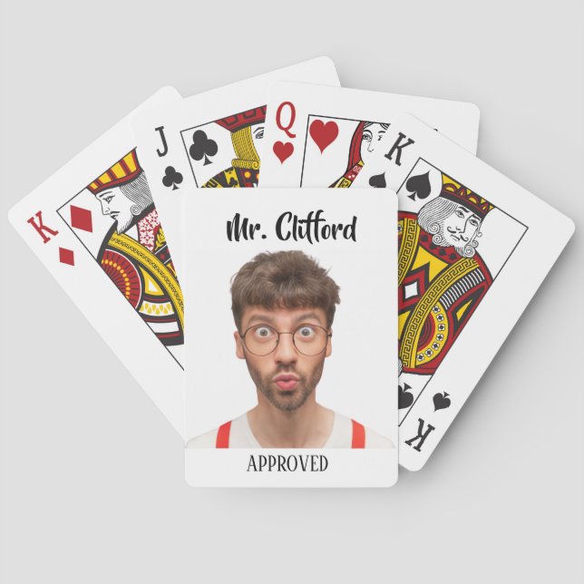 Create A Custom Funny Face Teacher Approval Rubber Playing Cards (Back)