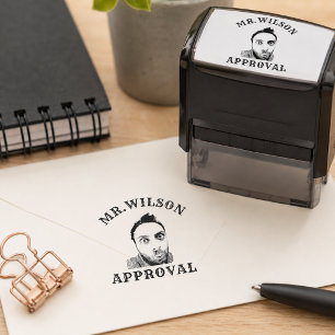 Create A Custom Funny Face Teacher Approval Rubber Self-inking Stamp