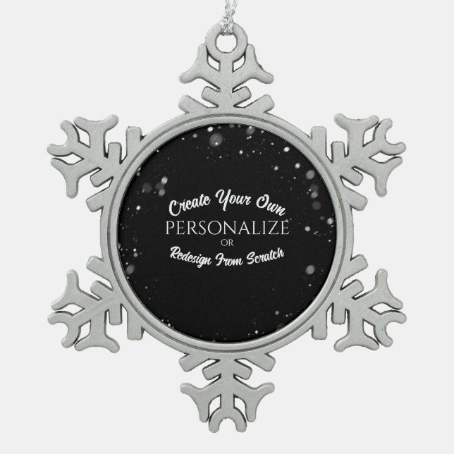Create a Custom Personalised Snowflake Pewter Christmas Ornament (Front)