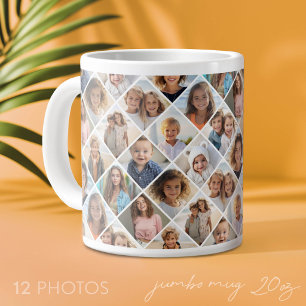 Create a Custom Photo Collage with 12 Photos Large Coffee Mug