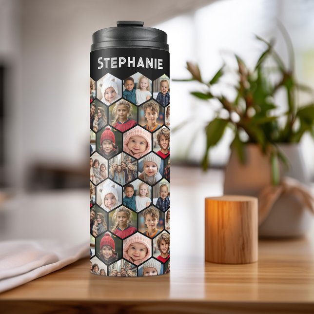 Create a Custom Photo Collage with 12 Photos Name Thermal Tumbler (Personalized Thermal Tumbler - Add Photos, Text - Customize Completely in the Advanced Design Area)
