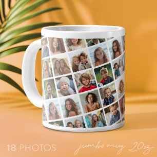 Create a Custom Photo Collage with 18 Photos Large Coffee Mug