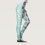 Create a Custom Photo Collage with 18 Photos teal Leggings<br><div class="desc">Use your favourite photo or pictures to make a fun keepsake to share with friends.</div>