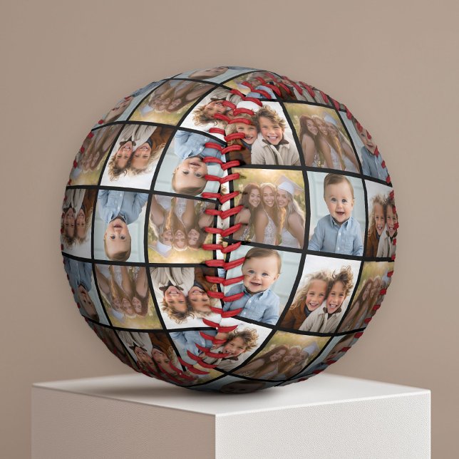 Create a Custom Photo Collage with 3 Photos black Baseball (Custom Photo Baseball)