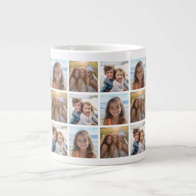 Create a Custom Photo Collage with 3 Photos Large Coffee Mug (Front)