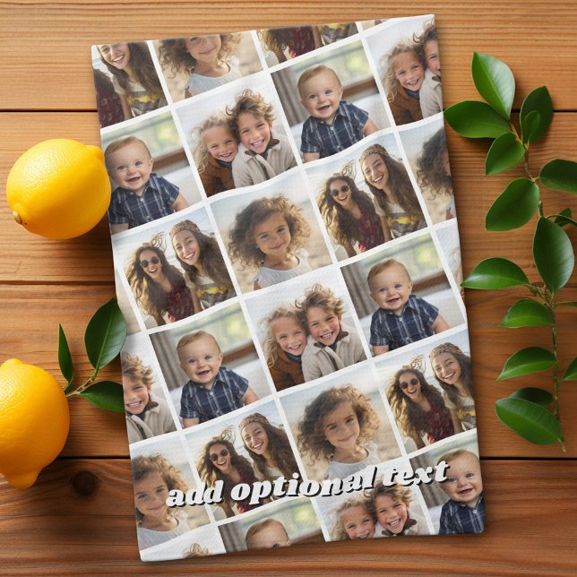 Create a Custom Photo Collage with 4 Photos Tea Towel (Custom Kitchen Towel with a Photo Collage)