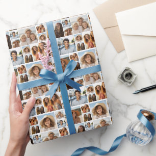 Create a Custom Photo Collage with 6 Photos white Wrapping Paper