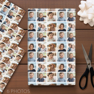 Create a Custom Photo Collage with 6 Photos Wrapping Paper Sheet