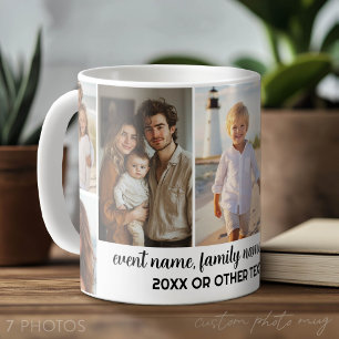 Create a Custom Photo Collage with 7 Photos - Text Coffee Mug