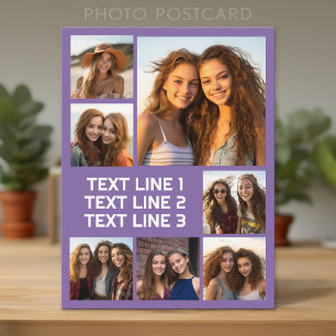 Create a Custom Photo Collage with 7 Photos - Text Postcard