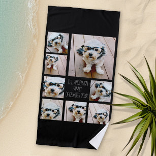 Create a Custom Photo Collage with 8 Photos Beach Towel