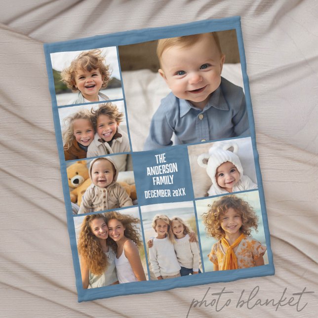 Create a Custom Photo Collage with 8 Photos Fleece Blanket (Custom Photo Blanket - Makes a Great Gift)