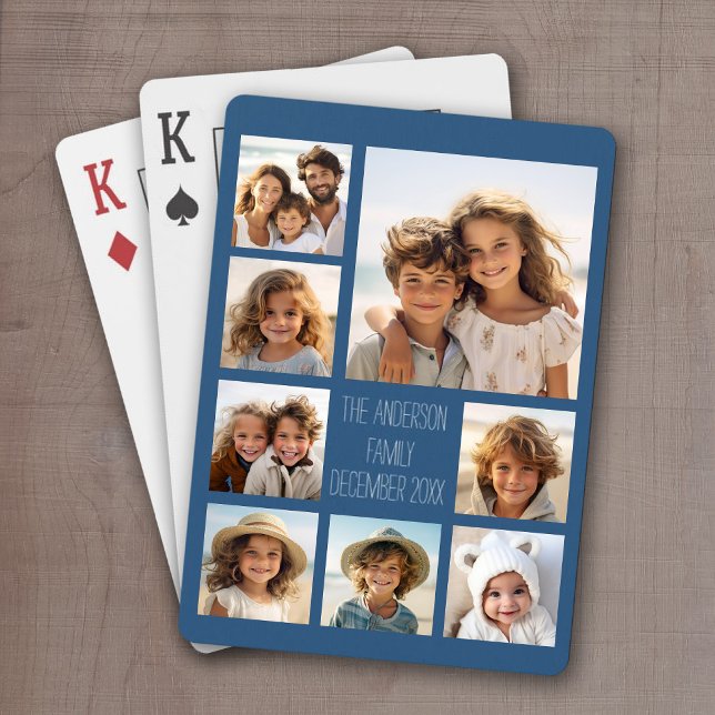 Create a Custom Photo Collage with 8 Photos Playing Cards (Personalized Playing Cards with 8 Photos and a Place for your custom text)