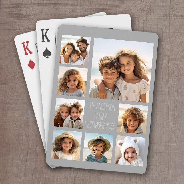 Create a Custom Photo Collage with 8 Photos Playing Cards (Personalized Playing Cards with 8 Photos and a Place for your custom text)