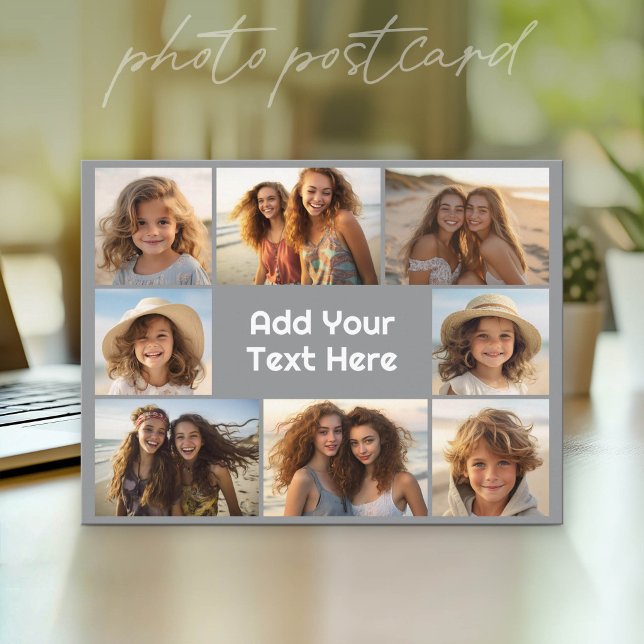Create a Custom Photo Collage with 8 Photos Postcard (Photo Postcard that You Can Customize with your favorite photos - Modern, minimal design)
