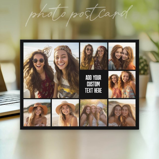 Create a Custom Photo Collage with 8 Photos Postcard (Photo Postcard that You Can Customize with your favorite photos - Modern, minimal design)