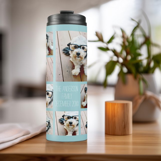 Create a Custom Photo Collage with 8 Photos Thermal Tumbler (Photo water bottle)
