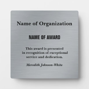 Create a Custom Volunteer Service Award (Silver) Plaque