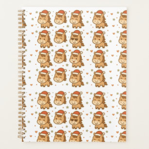 Create a cute horse wearing a tiny Christmas hat Planner