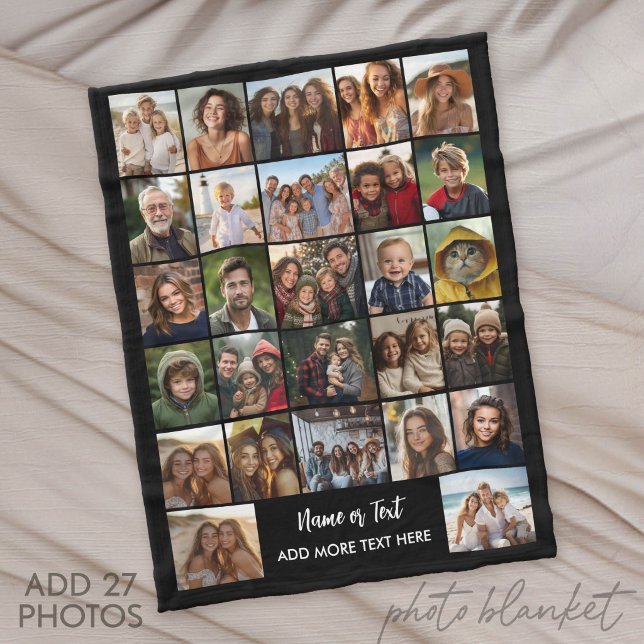 Create a Funky Photo Collage with 27 Photos Fleece Blanket (Custom Fleece Blanket with Photo Collage for Family and Friends)
